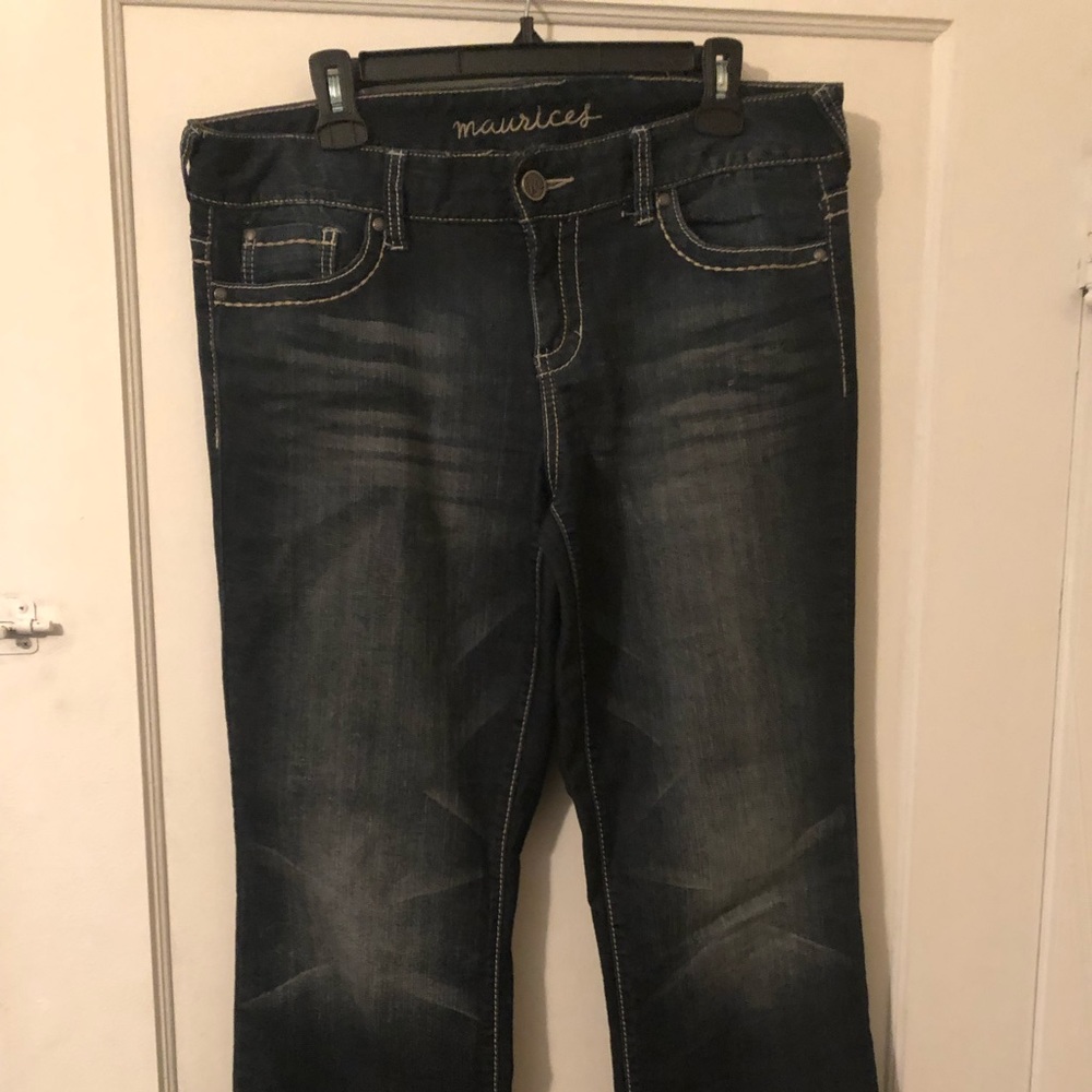 Embellished boot cut jeans by Maurice’s.